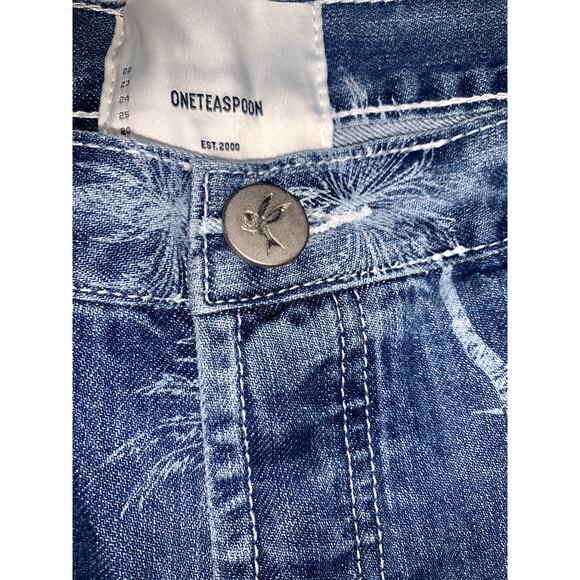 One Teaspoon Women's Malibu Blue Bandits Low Waist Denim Shorts Size 31 - Picture 6 of 14